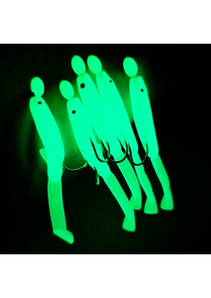 Silikon Balıklı Çapari 5 cm (2 Adet) Silikon At Çek Takımı Şeffaf Yeşil Fosforlu Glow Beden ve Fosforlu Glow Boncuklu fırsatları