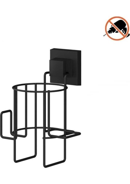 Tekno Tel EF-262 Siyah Saç Kurutma Makinesi Askısı | Yapışkanlı Deliksiz Fön Makinesi Tutacağı