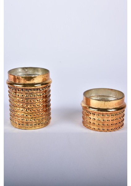 Şeffaf Boncuklu Zarif Mumluk, 6.5 Cm, Şık ve Modern Tasarım