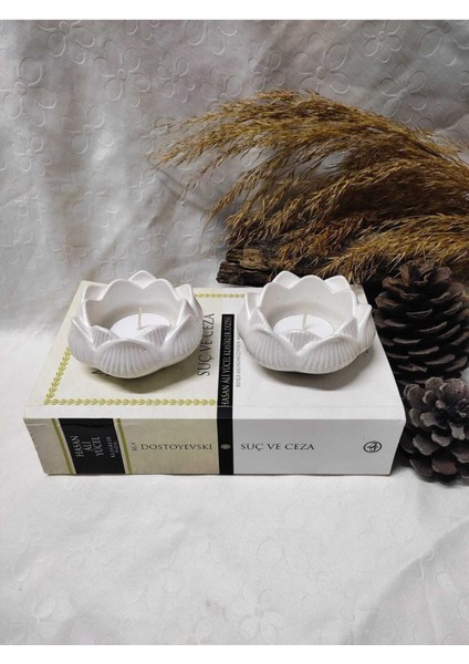 Sedef Beyaz Dekoratif Mumluk Çift Seti, Şık ve Zarif Tasarım fiyatları