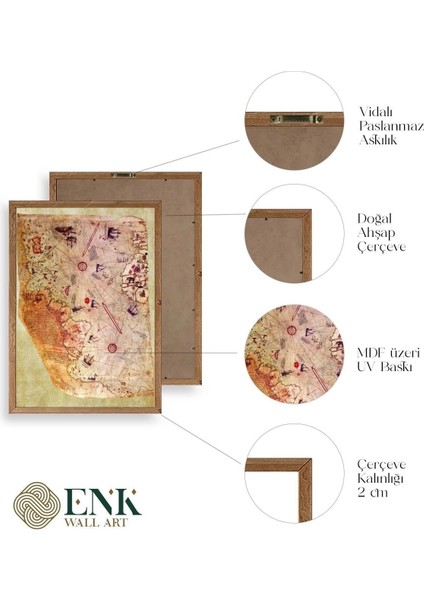 Harita Ahşap Çerçeveli Tablo fırsatları