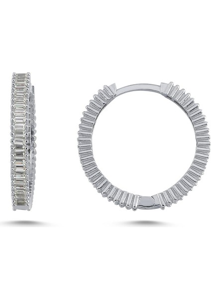 Kuvars Taşlı Halka Gümüş Küpe KP09