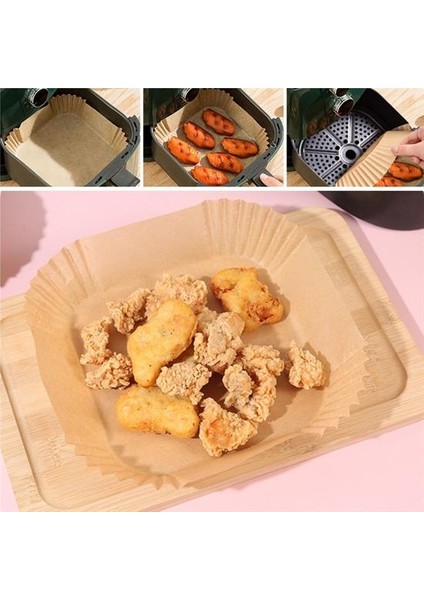 50 Adet Air Fryer Pişirme Kağıdı Tek Kullanımlık Yağ Geçirmez Yapışmaz Kare Tabak Model Pvc (5131)