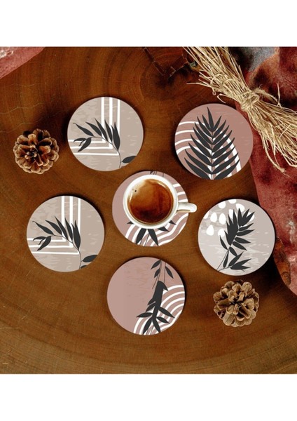 Desenli Mdf Bardak Altlığı 6 Adet