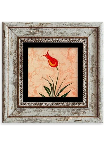 Ebru Lale Çerçeveli Taş Tablo