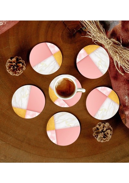 6 Adet Desenli Mdf Bardak Altlığı