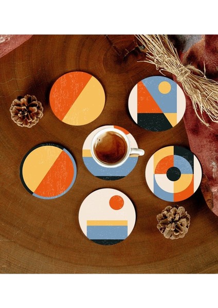 6 Adet Desenli Mdf Bardak Altlığı