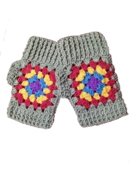 El Örgüsü Motifli Yarım Parmak Gri Eldiven fiyatları