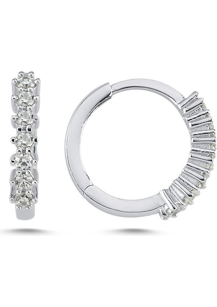 Taşlı Halka Gümüş Küpe KP07