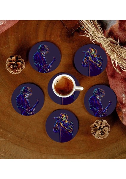 6 Adet Desenli Mdf Bardak Altlığı