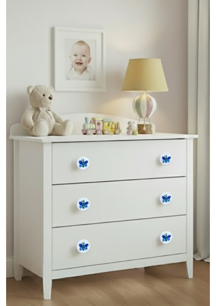 Mavi Kelebek Çocuk Odası Mobilya Kulbu - 55 mm - Abs Plastik Tekli Düğme Dolap ve Çekmece Kulpu fırsatları