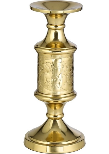 Şık Bizans Gold Işlemeli Metal Mumluk 10X23CM, Ev ve Dekorasyon Için Perfect