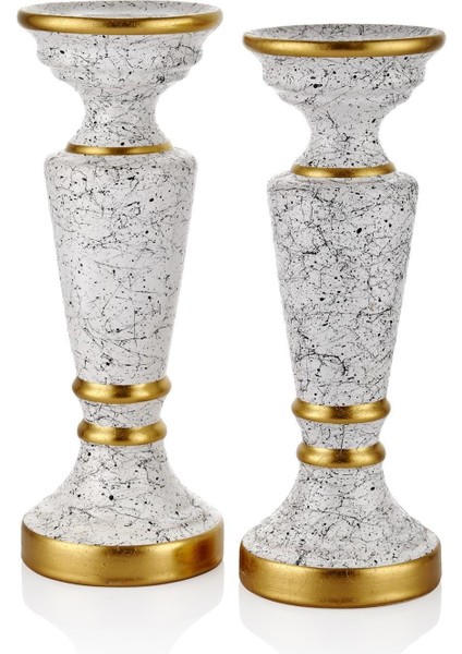 Beyaz Mermer 2'li Mumluk Seti, Şık ve Zarif Dekorasyon Unsuru