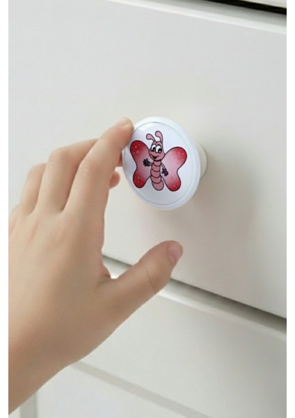 Pembe Kelebek Çocuk Odası Mobilya Kulbu - 55 mm - Abs Plastik Tekli Düğme Dolap ve Çekmece Kulpu fiyatları