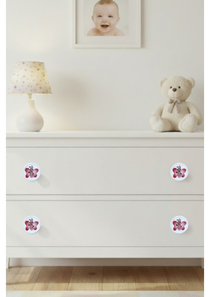 Pembe Kelebek Çocuk Odası Mobilya Kulbu - 55 mm - Abs Plastik Tekli Düğme Dolap ve Çekmece Kulpu indirimleri