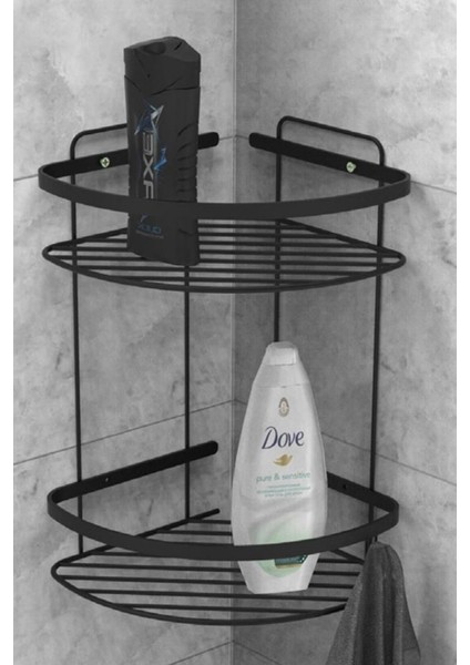 Tema 2 Katlı Köşelik Şampuanlık Mat Siyah | Paslanmaz Çelik 304 Duş Rafı Banyo Organizeri fiyatları