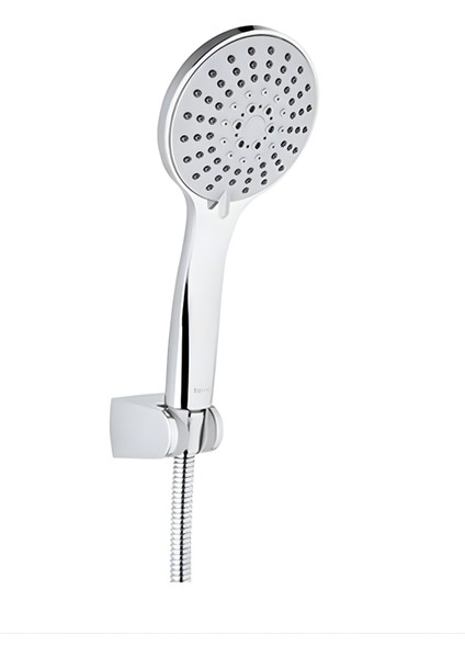 Tema Tondo Mafsallı Duş Takımı Seti Krom | Kireç Kırıcılı Duş Başlığı ve Çift Kenetli Spiral Hortum