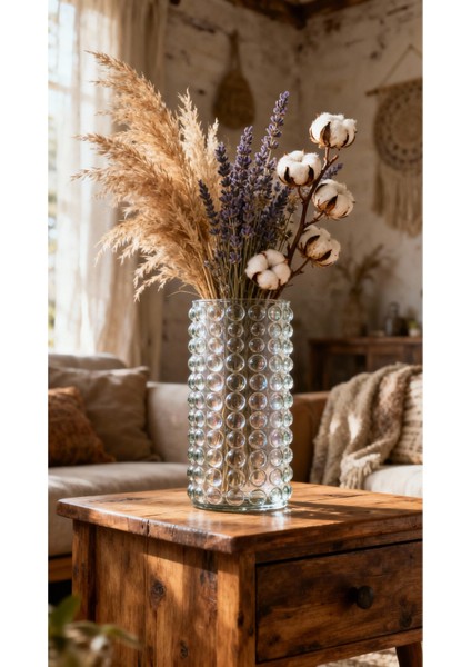 Silindir Balon Desenli Mumluk ve Vazo, Şık Dekorasyon Aksesuarı