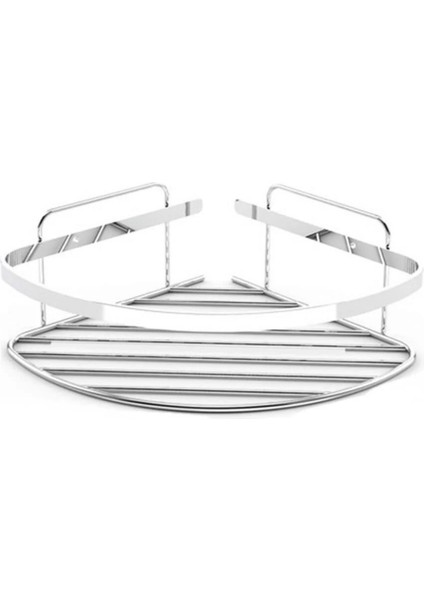 Tema Tek Katlı Köşelik Şampuanlık Krom | Paslanmaz Çelik 304 Duş Rafı Banyo Organizeri (18X18 Cm)