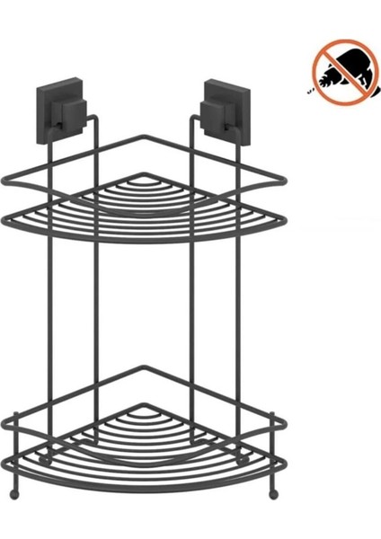 Tekno Tel EF-253 Siyah 2 Katlı Köşelik Banyo Rafı | Yapışkanlı/vidalı Deliksiz Duş Organizeri fiyatları