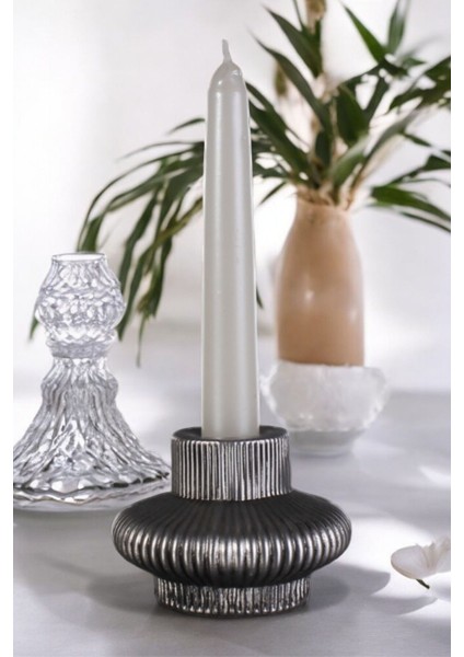 Efsane Gümüş Eskitme Şamdan Mumluk, Dekoratif ve Şık Tasarım