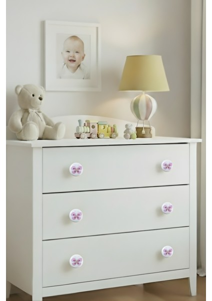 Porselen Pembe Kelebek Desenli Çocuk Odası Mobilya Kulpu Seramik Çekmece Dolap Düğmesi fiyatları