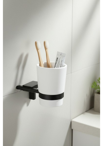 Tema Premium Diş Fırçalık Mat Siyah | Paslanmaz Kaplama Banyo Diş Fırçası Tutacağı 5 Yıl Garantili fiyatları