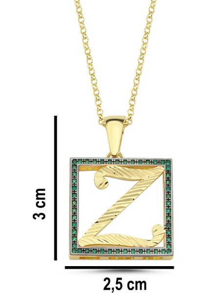 Z Harfli Yeşil Taşlı 14 Ayar Altın Kaplama Kolye HR27 modelleri