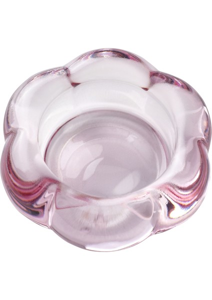 Pembe Çiçek Şeklinde Cam Tealight Mumluk, 3 Cm, Şık ve Zarif Dekorasyon