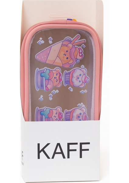 01112 Pembe Renk Ayıcık Desenli Şeffaf Su Geçirmez Tek Bölmeli Kalem Kutusu fırsatları