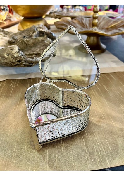 Şık Metal Çerçeveli Dekoratif Cam Kutu 10X5.5 cm fiyatları