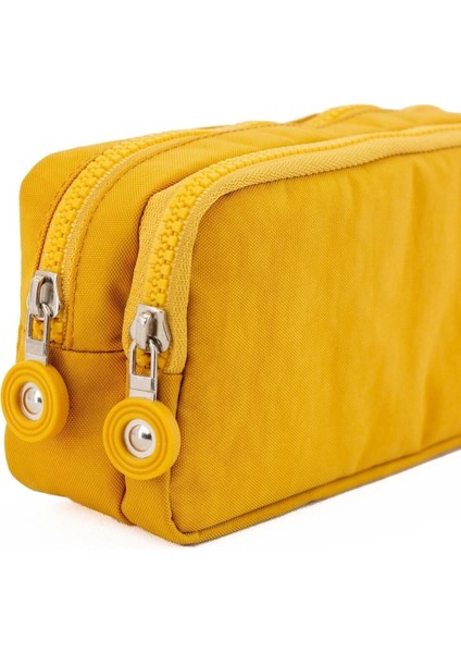 01105 Sarı Suya Dayanıklı Krinkıl Kumaş Çift Bölmeli Kalemlik Kalem Kutusu indirimleri