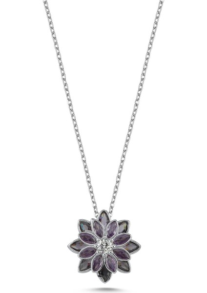 Ametis Taşlı Gümüş Lotus Kolye KLY23