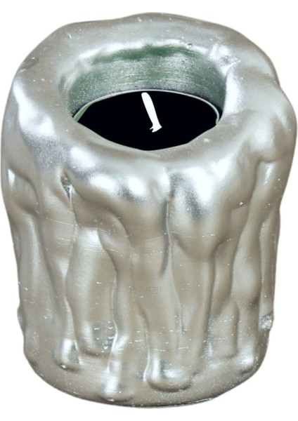 Gümüş Renk Dekoratif Şamdan – Şık ve Zarif Mumluk Tasarımı