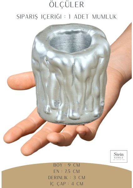 Gümüş Renk Dekoratif Şamdan – Şık ve Zarif Mumluk Tasarımı fiyatları