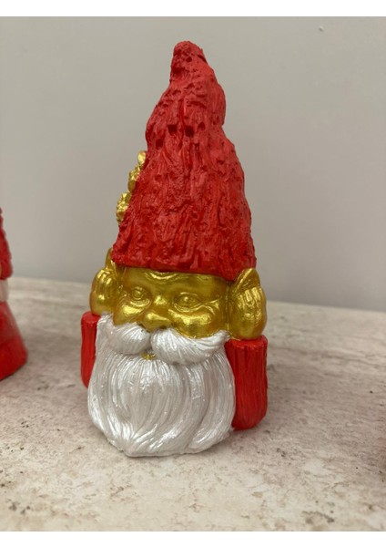 Dekoratif 18X10 cm 3'lü Cüce Noel Baba Biblo Set Kırmızı İnci Gold Renkli Ev Dekorasyon Yılbaşı Christmas Yeni Yıl Heykel modelleri