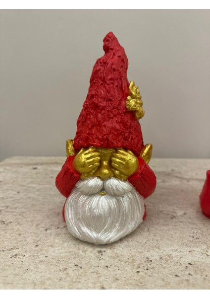 Dekoratif 18X10 cm 3'lü Cüce Noel Baba Biblo Set Kırmızı İnci Gold Renkli Ev Dekorasyon Yılbaşı Christmas Yeni Yıl Heykel indirimleri