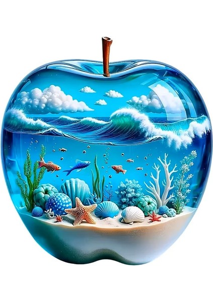 3D Elma Okyanus Duvar Çıkartması 15CM fırsatları