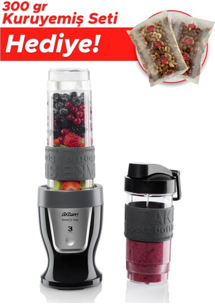 300W Siyah Shake'n Take Kişisel Smoothie Blender Hediye Seti