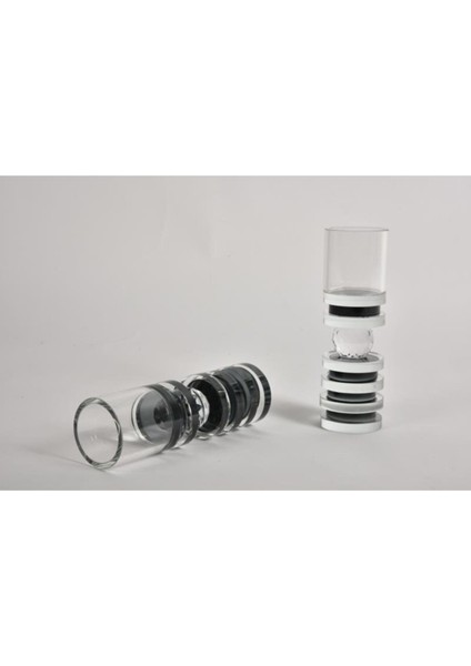 Şık Kristal Siyah Disk Şamdan, Zarif ve Modern Dekorasyon Için Özellikli