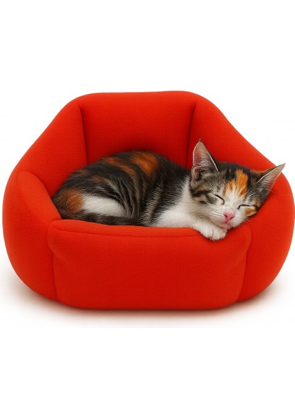 Yıkanabilir, Peluş, 45 Cm, Kedi ve Köpek Yatağı Yumuşak Dokulu (Yılbaşı Kırmızısı) modelleri