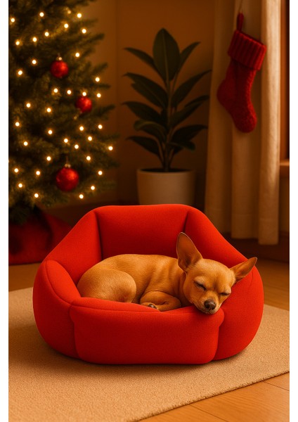 Yıkanabilir, Peluş, 45 Cm, Kedi ve Köpek Yatağı Yumuşak Dokulu (Yılbaşı Kırmızısı) fırsatları