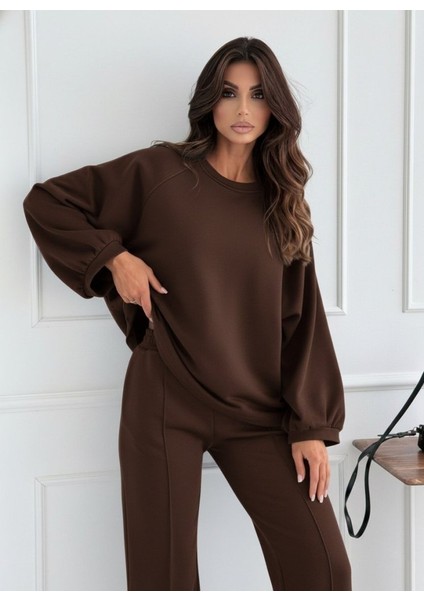 Kadın Uzun Kollu Geniş Kesim Modal Bluz ve Pantolon Ikili Takım fiyatları