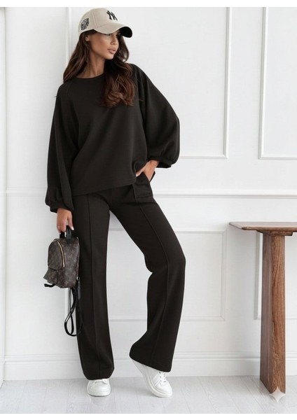 Kadın Uzun Kollu Geniş Kesim Modal Bluz ve Pantolon Ikili Takım modelleri