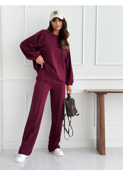 Kadın Uzun Kollu Geniş Kesim Modal Bluz ve Pantolon Ikili Takım