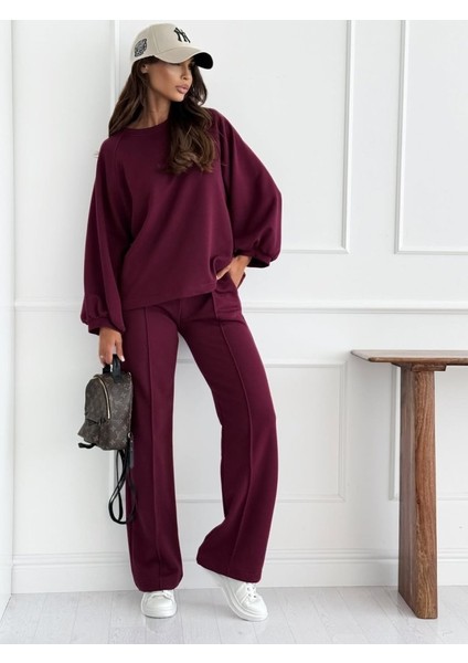 Kadın Uzun Kollu Geniş Kesim Modal Bluz ve Pantolon Ikili Takım modelleri