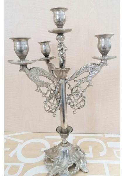 4’lü Gümüş Kaplama Metal Şamdan Seti, Şık ve Şık Dekorasyon Ürünü