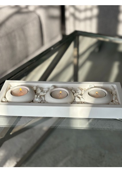Modern 3'lü Beton Tealight Mumluk Seti, Şık ve Dayanıklı Tasarım fiyatları