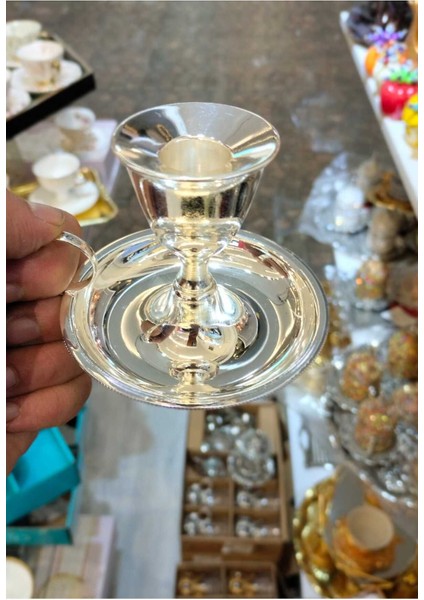 Şık Gümüş Kaplama Mumluk ve Şamdan, Zarif Dekorasyon Parçası