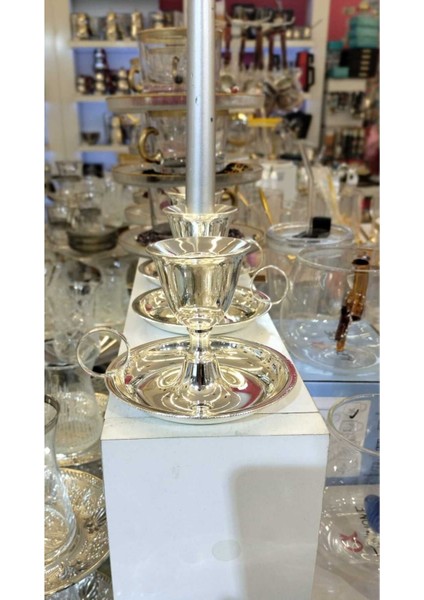 Şık Gümüş Kaplama Mumluk ve Şamdan, Zarif Dekorasyon Parçası fiyatları